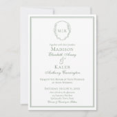 Botanical Crest Classic Elegant Monogram Sage Kaart (Voorkant)