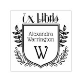 Botanical Crest Ex Libris #2 Boeknaam Initiaal Zelfinktende Stempel (Design)