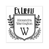 Botanical Crest Ex Libris Book Name Initiaal Zelfinktende Stempel (Design)