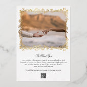 Botanical Crest Monogram Foto Lijst Echt Goud Folie Uitnodiging (Achterkant)