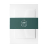 Botanical Crest Monogram Hunter Green Wedding Uitnodigingen Wikkel (Voorkant Voorbeeld)