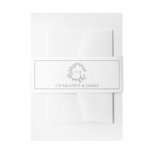 Botanical Crest Suite Zwarte Monogram Huwelijk Uitnodigingen Wikkel