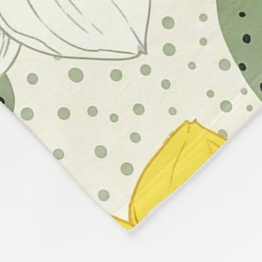 Botanical Daffodil Floral Geometric Pattern (1) Fleece Deken (Hoek)