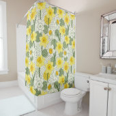 Botanical Daffodil Floral Geometric Pattern (3) Douchegordijn (In situ)