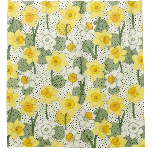 Botanical Daffodil Floral Geometric Pattern (3) Douchegordijn (Voorkant)