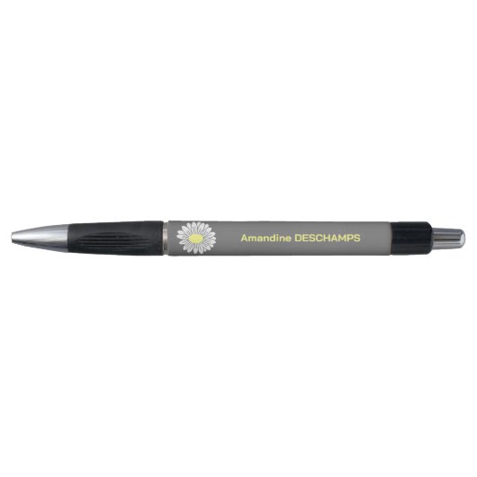 Botanical Daisy Flower Grey Pen (Voorkant)