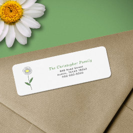Botanical Daisy Flower Retouradreslabel Etiket