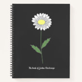 Botanical Daisy Flower Zwart Notitieboek (Voorkant)