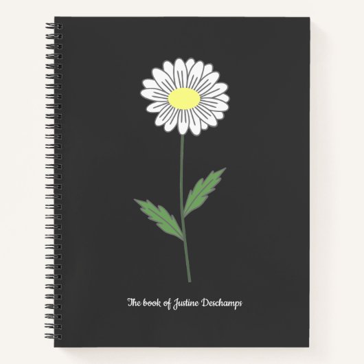 Botanical Daisy Flower Zwart Notitieboek (Voorkant)