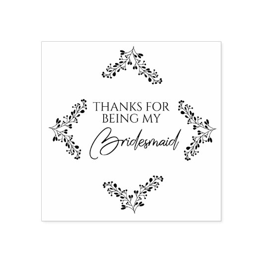 Botanical Diamond with Branches in Black Rubberstempel (Afrduk)