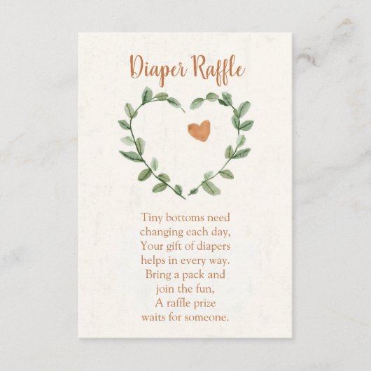 Botanical Diaper Raffle Card – Minimal Eucalyptus Informatiekaartje (Voorkant)