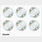Botanical Dusty Blue Gold Eucalyptus Quinceañera  Ronde Sticker (Vel)