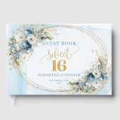 Botanical Dusty Blue Greenery Sweet 16 Guest Book Gastenboek (Voorkant)