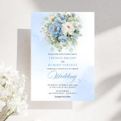 Botanical Dusty Blue White Peony Wedding Invites Kaart