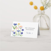 Botanical Dusty Blue Wildflower Baby Shower Plaatskaartje (Voorkant)