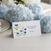 Botanical Dusty Blue Wildflower Baby Shower Plaatskaartje