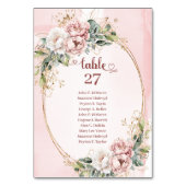 Botanical Dusty Pink Floral Greenery Table Numbers Kaart (Achterkant)