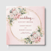Botanical Dusty Pink Flowers Eucalyptus Guest Book Gastenboek (Voorkant)