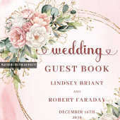 Botanical Dusty Pink Flowers Eucalyptus Guest Book Gastenboek