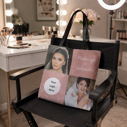 Botanical Dusty Rose Boho Photo White Script Logo Tote Bag