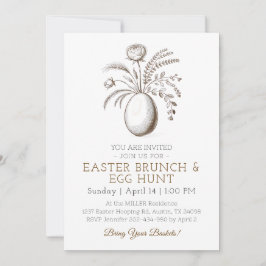 Botanical Easter Brunch Egg Hunt Invitation Kaart