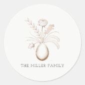 Botanical Easter Personalized Round Sticker (Voorkant)