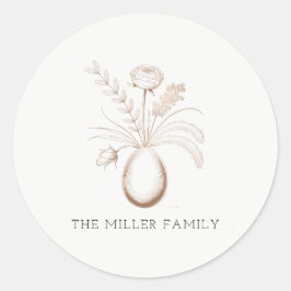 Botanical Easter Personalized Round Sticker