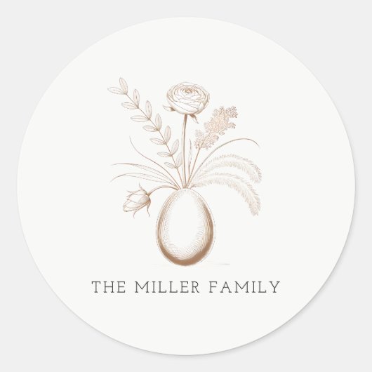Botanical Easter Personalized Round Sticker (Voorkant)