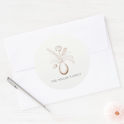 Botanical Easter Personalized Round Sticker (Envelop)