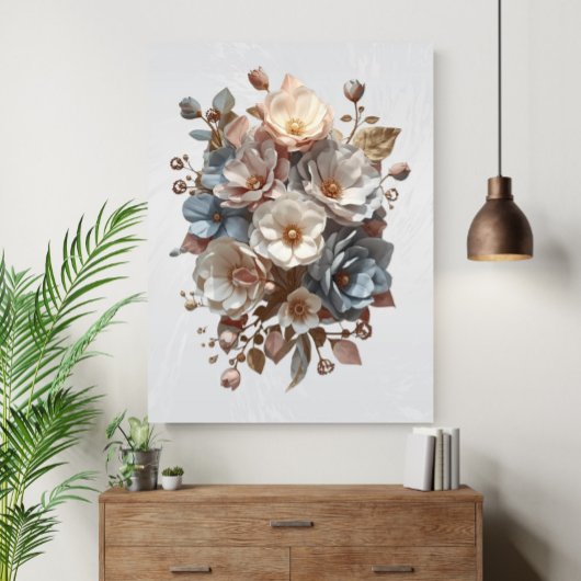 Botanical Elegant 3D Floral Art Canvas Afdruk