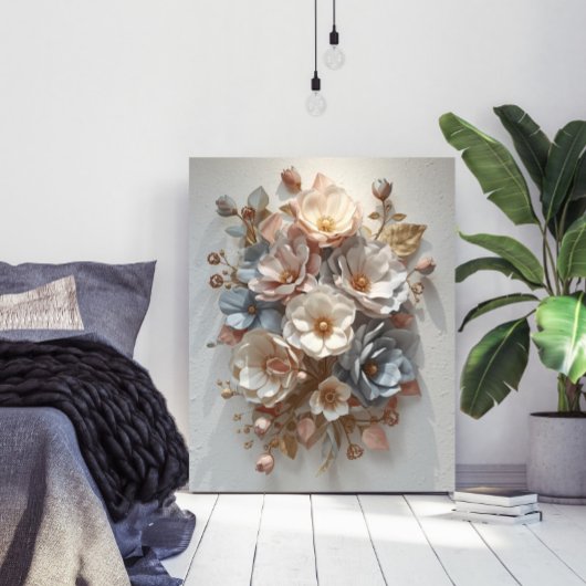 Botanical Elegant 3D Floral Art Poster