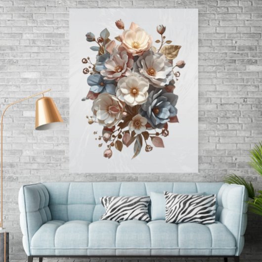 Botanical Elegant 3D Floral Art Poster