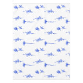 Botanical Elegant Blue Floral Flowers Tafelkleed (Voorkant)