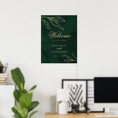 Botanical Emerald Gold Elegant Wedding Welcome Poster (Thuiskantoor)