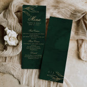 Botanical Emerald Green and Gold Elegant Wedding Menu