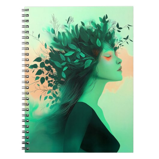 Botanical Emerald Woman Notebook Notitieboek (Voorkant)
