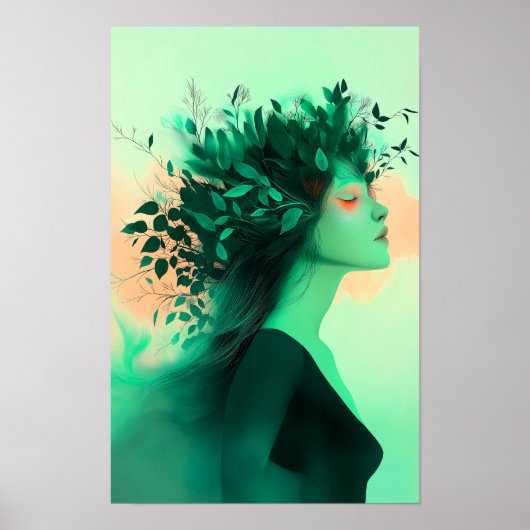 Botanical Emerald Woman Print (Voorkant)