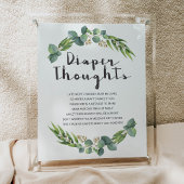 Botanical Eucalyptus Baby Shower Diaper Thoughts Poster