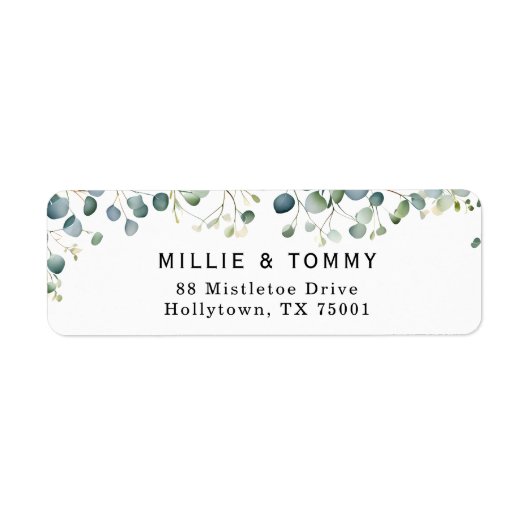 Botanical Eucalyptus Branch Return Address Label | (Voorkant)
