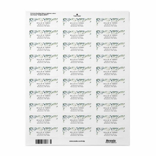 Botanical Eucalyptus Branch Return Address Label | (Full Sheet)