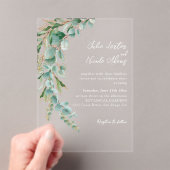 Botanical Eucalyptus Fall Leaf Wreath Wedding Acryl Uitnodigingen (Insitu (Draagbaar))