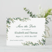 Botanical eucalyptus leaves save the date card bedankkaart (Staand voorkant)