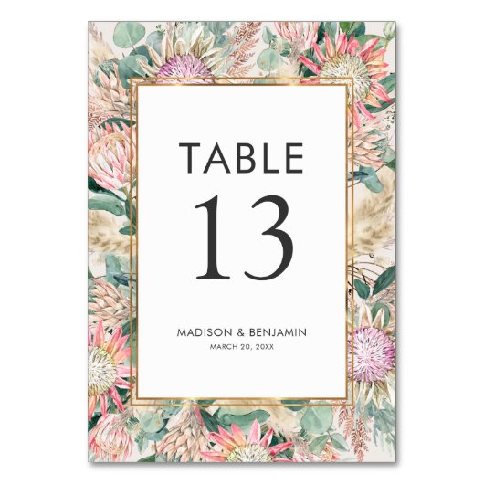 Botanical Eucalyptus Pampas Grass Proteas Wedding Kaart (Voorkant)