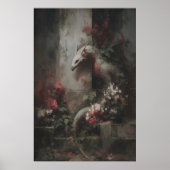 Botanical Fantasy Dragon Art, Gothic Creature Poster (Voorkant)