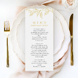 Botanical Faux Gold Elegant Wedding Menu