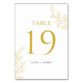 Botanical Faux Gold Modern Wedding Table Number Kaart (Achterkant)