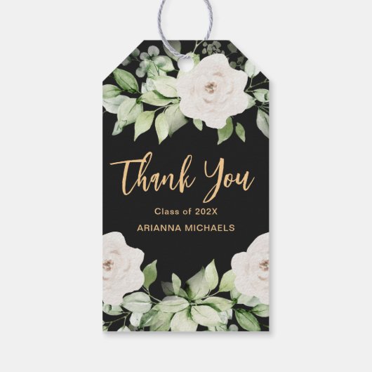 Botanical Floral 2024 Afstuderen dank u Script Cadeaulabel (Achterkant)