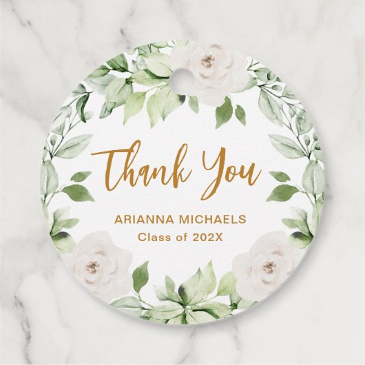 Botanical Floral Afstuderen Bedankt Script Bedankjes Labels (Achterkant)
