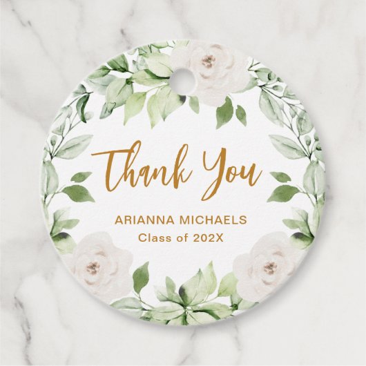 Botanical Floral Afstuderen Bedankt Script Bedankjes Labels (Voorkant)