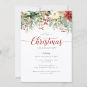 Botanical Floral Christmas Party Kaart (Voorkant)